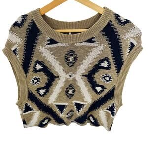 Free People Women's Geometric Cyprus Sweater Vest Boho XS Crop
